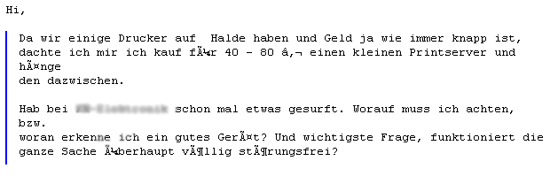 Mail mit Fehlern
