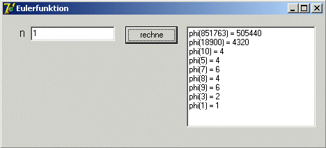 GUI zu Eulerfunktion