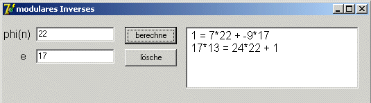 GUI zu Modulares Inverses