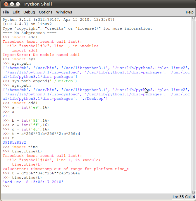 Versuche zu Timestamp
