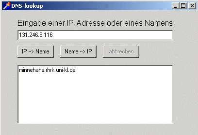 GUI zu DNS-Lookup